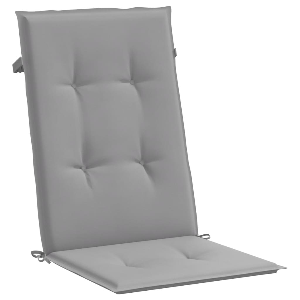 Garden Highback Chair Cushions 4 pcs Grey 120x50x3 cm Fabric