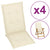 Garden Highback Chair Cushions 4 pcs Cream 120x50x3 cm Fabric