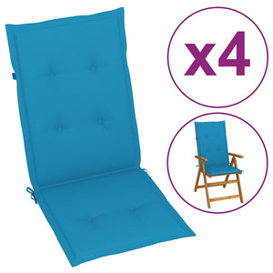 Garden Highback Chair Cushions 4 pcs Blue 120x50x3 cm Fabric