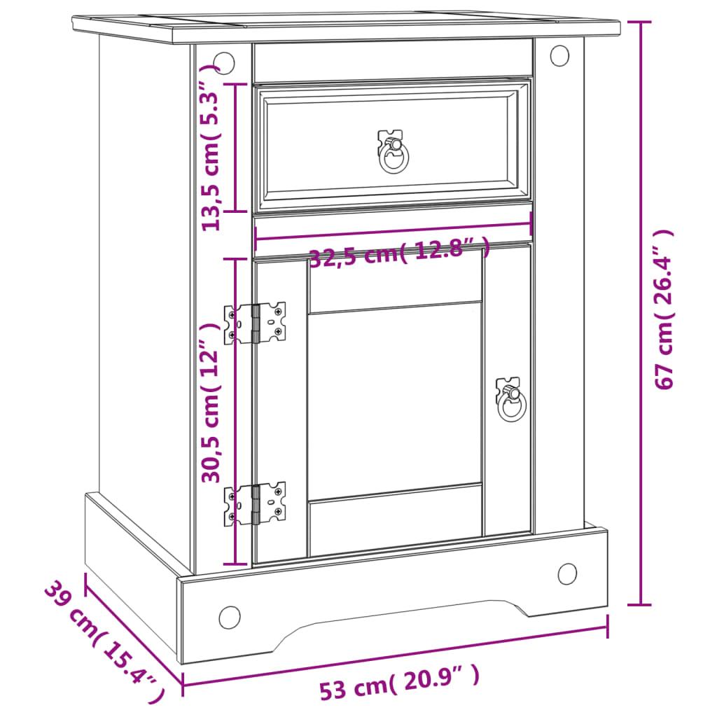 Bedside Cabinet Mexican Pine Corona Range 53x39x66 cm