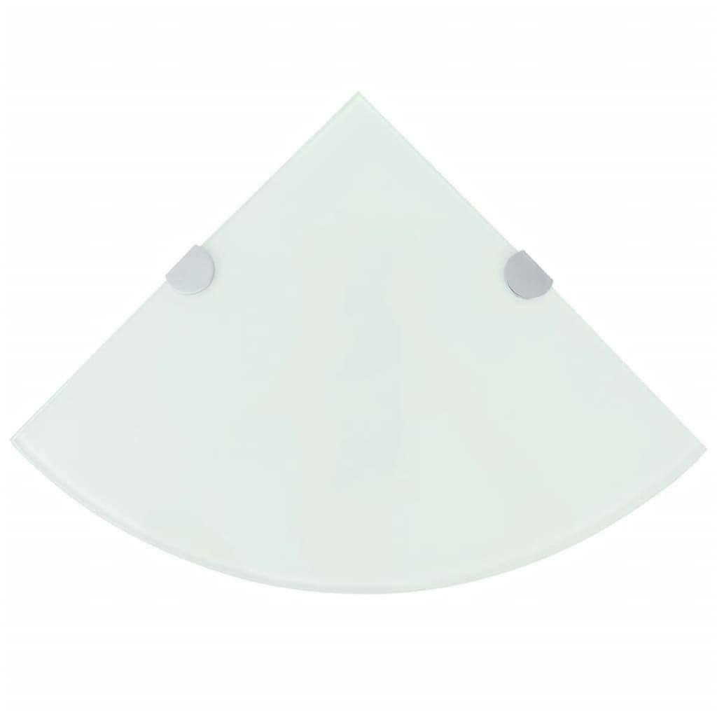 Corner Shelf with Chrome Supports Glass White 25x25 cm