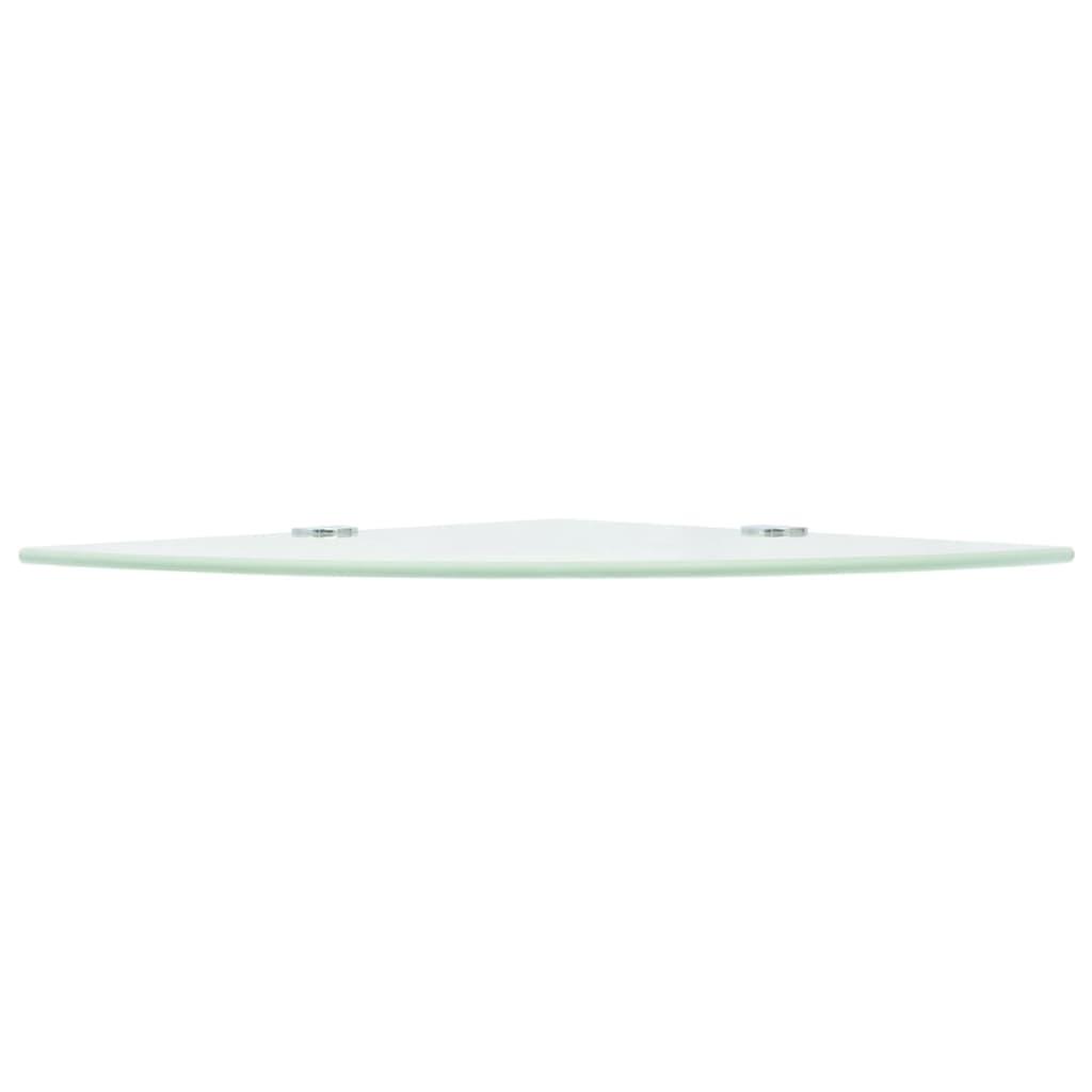 Corner Shelf with Chrome Supports Glass White 25x25 cm