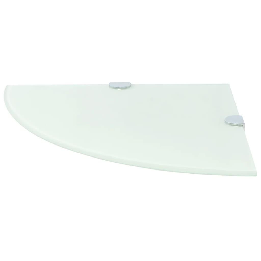 Corner Shelf with Chrome Supports Glass White 35x35 cm