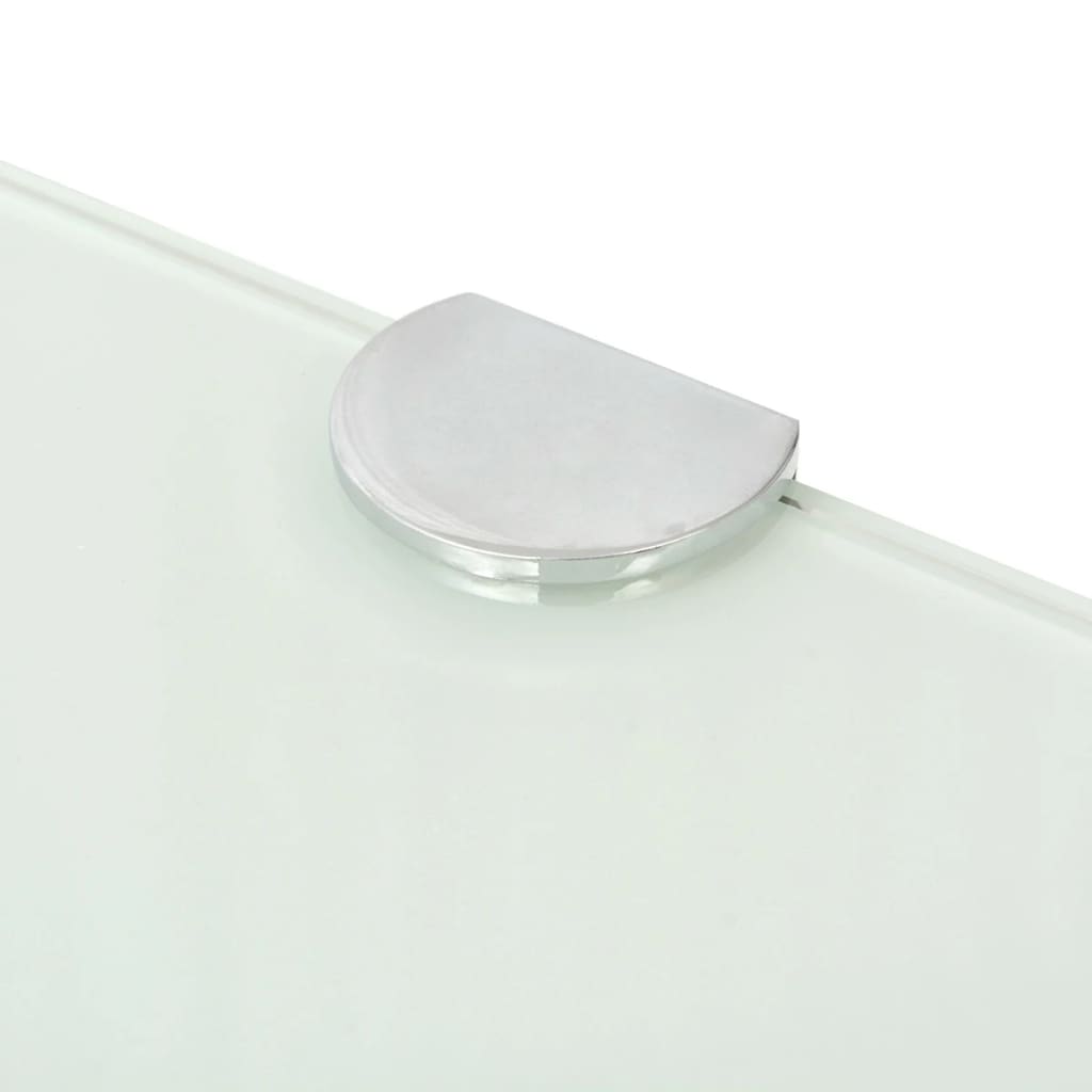 Corner Shelf with Chrome Supports Glass White 35x35 cm