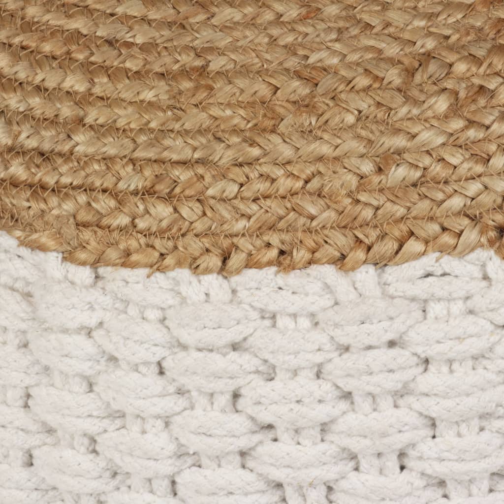 Woven/knitted Pouffe Jute Cotton 50x35 Cm White