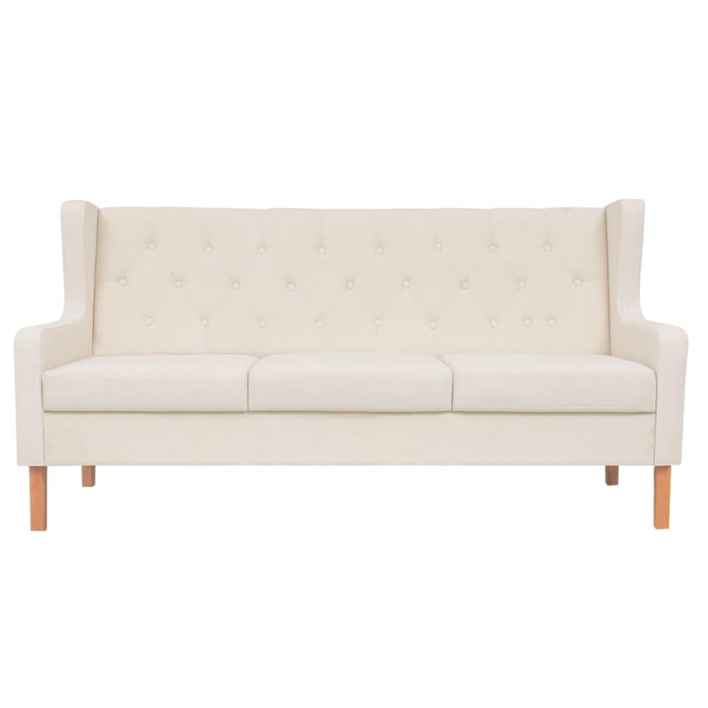 3-Seater Sofa Fabric Cream White