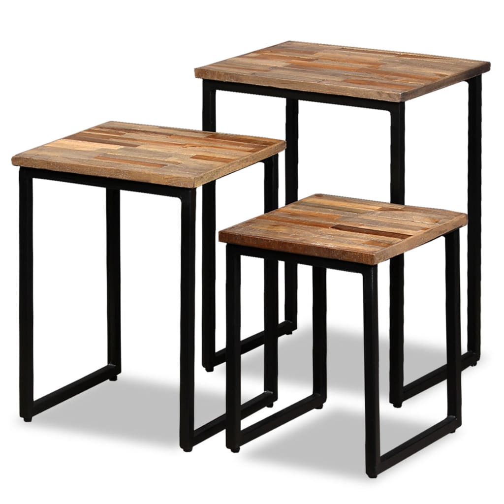 3 Piece Nesting Coffee Table Set Solid Reclaimed Teak