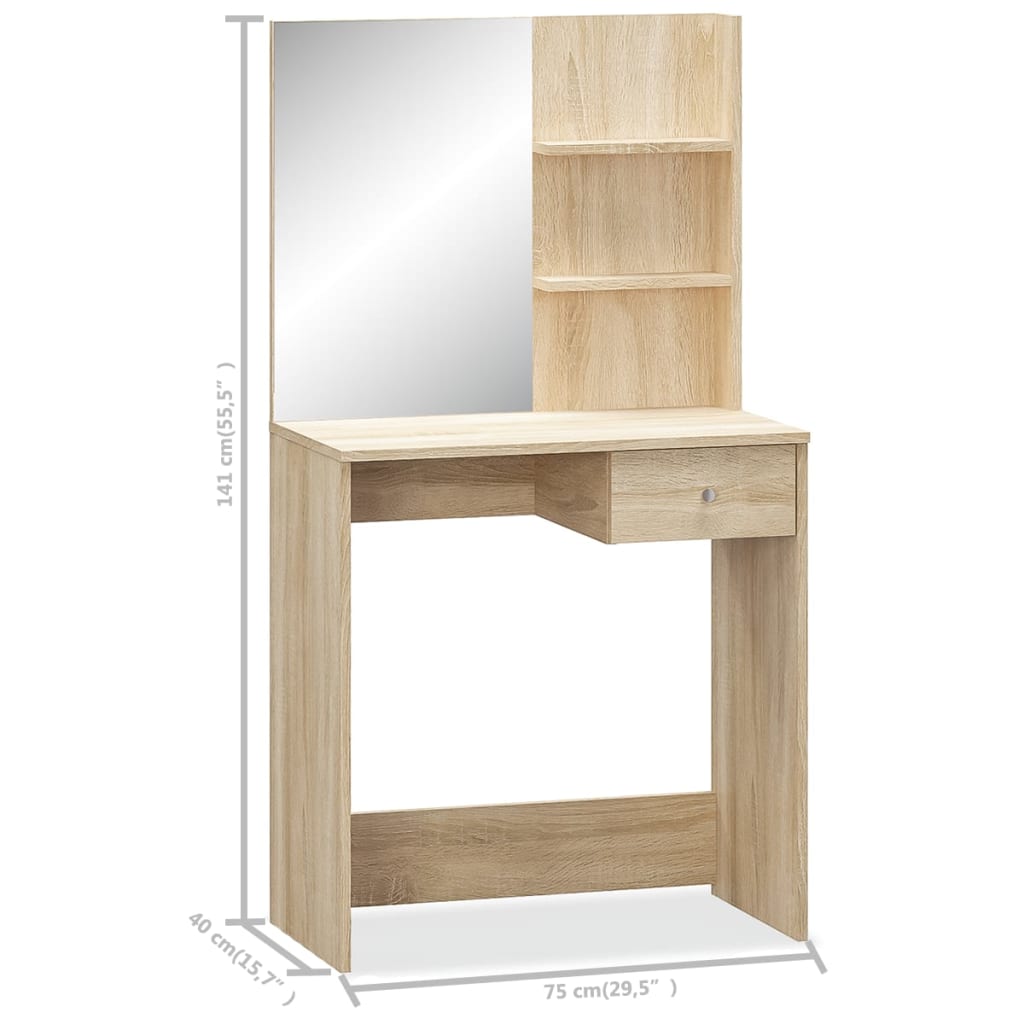 Dressing Table Engineered Wood 75x40x141 cm Oak