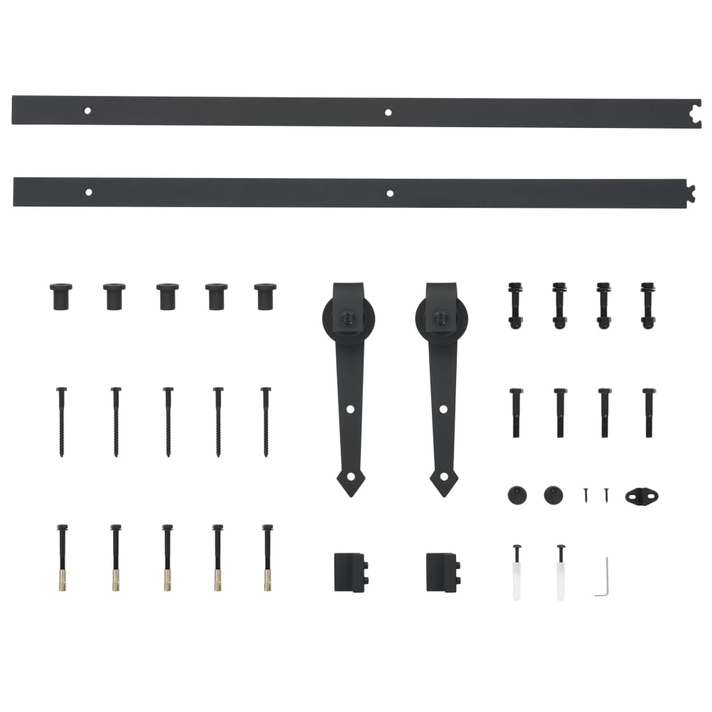 Sliding Door Hardware Kit 183 cm Steel Black