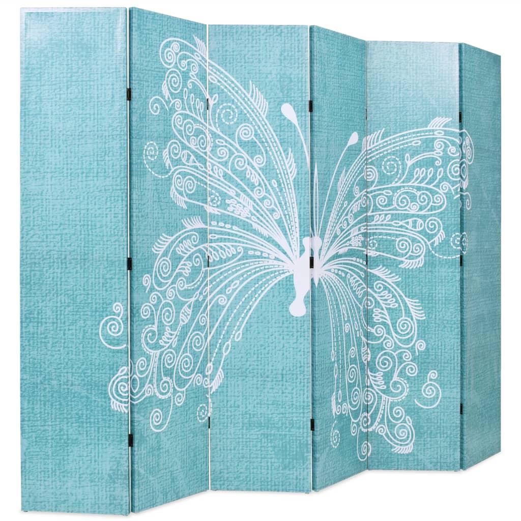 Folding Room Divider 228x180 cm Butterfly Blue