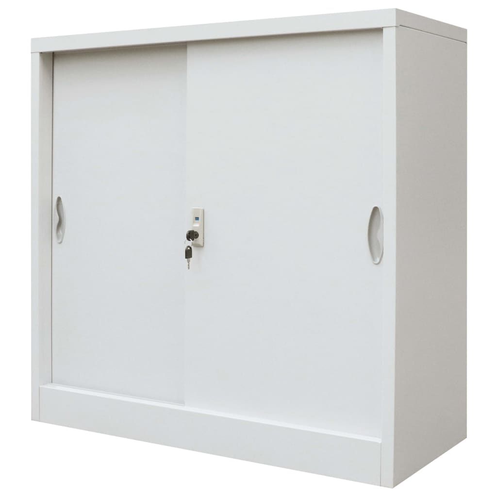 Office Cabinet with Sliding Doors Metal 90x40x90 cm Grey