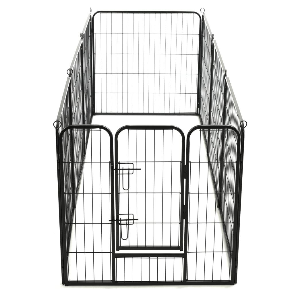 Dog Playpen 8 Panels Steel 80x80 cm Black