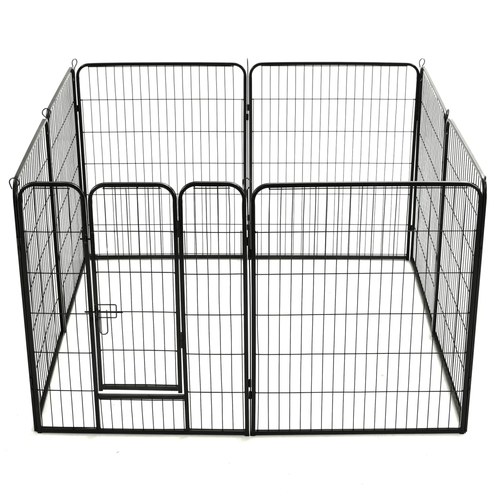Dog Playpen 8 Panels Steel 80x100 cm Black