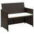 2 Seater Garden Sofa with Cushions Brown Poly Rattan