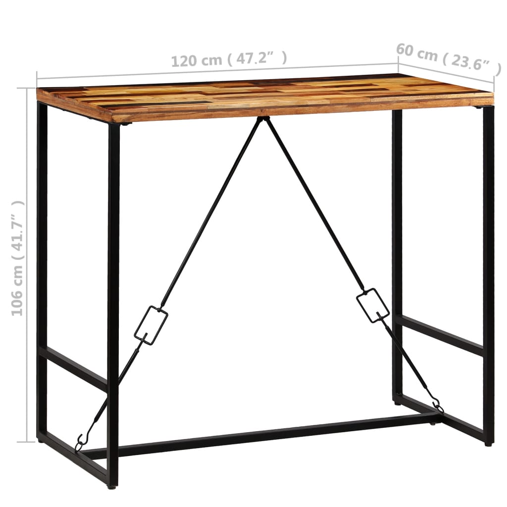 Bar Table Solid Reclaimed Wood 120x60x106 cm