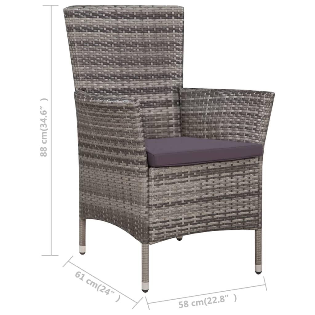 5 Piece Outdoor Dining Set with Cushions Poly Rattan Grey