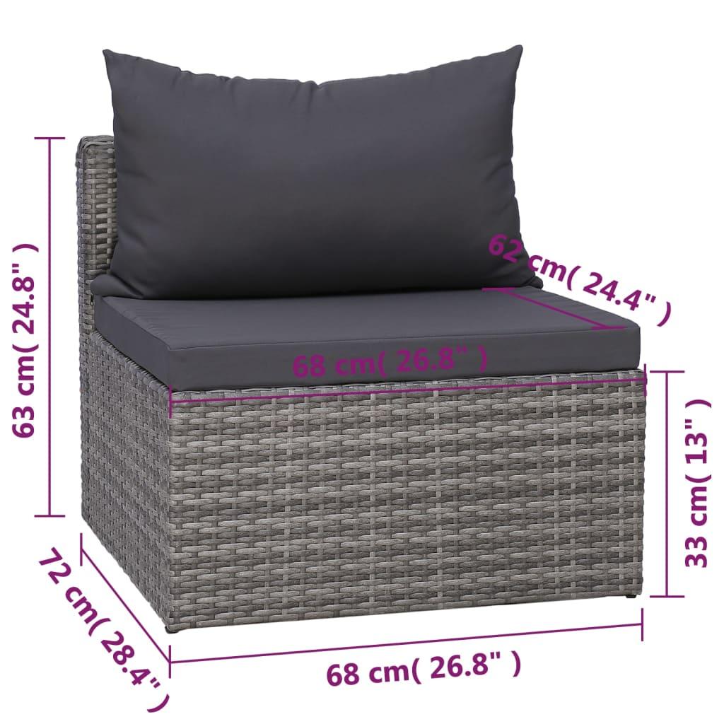 7 Piece Garden Sofa Set with Cushions & Pillows Poly Rattan Grey
