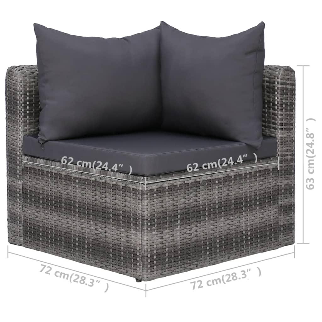 6 Piece Garden Sofa Set with Cushions & Pillows Poly Rattan Grey