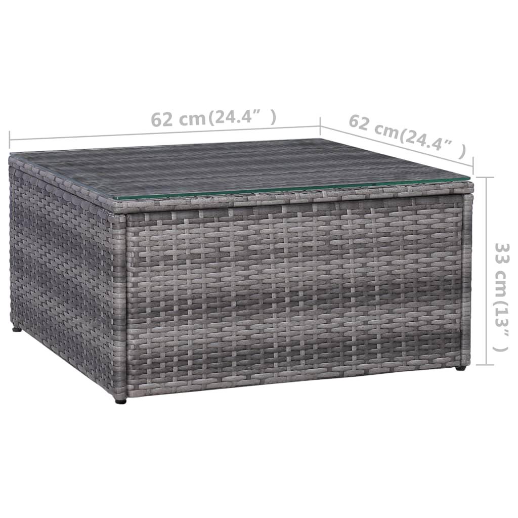 5 Piece Garden Sofa Set with Cushions & Pillows Poly Rattan Grey