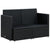 2 Seater Garden Sofa with Cushions Black Poly Rattan