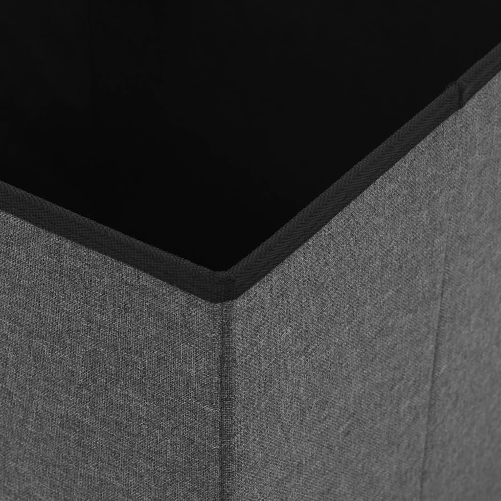Folding Storage Stools 2 pcs Dark Grey Faux Linen