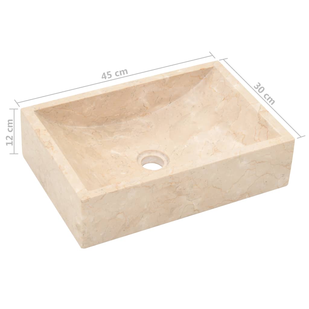 Sink 45x30x12 cm Marble High Gloss Cream