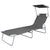 Folding Sun Lounger with Canopy Steel Grey