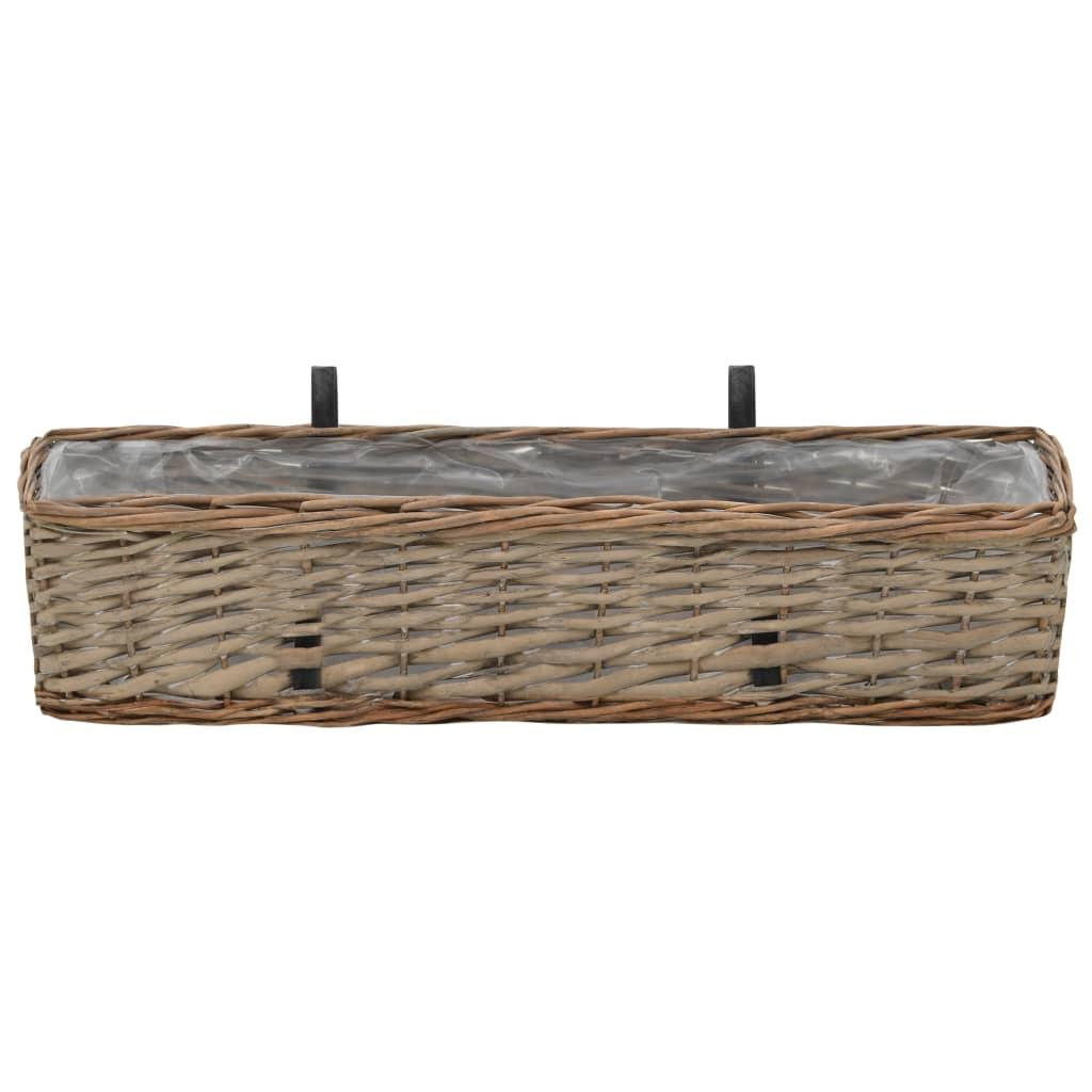 Balcony Planter 2 pcs Wicker with PE Lining 60 cm