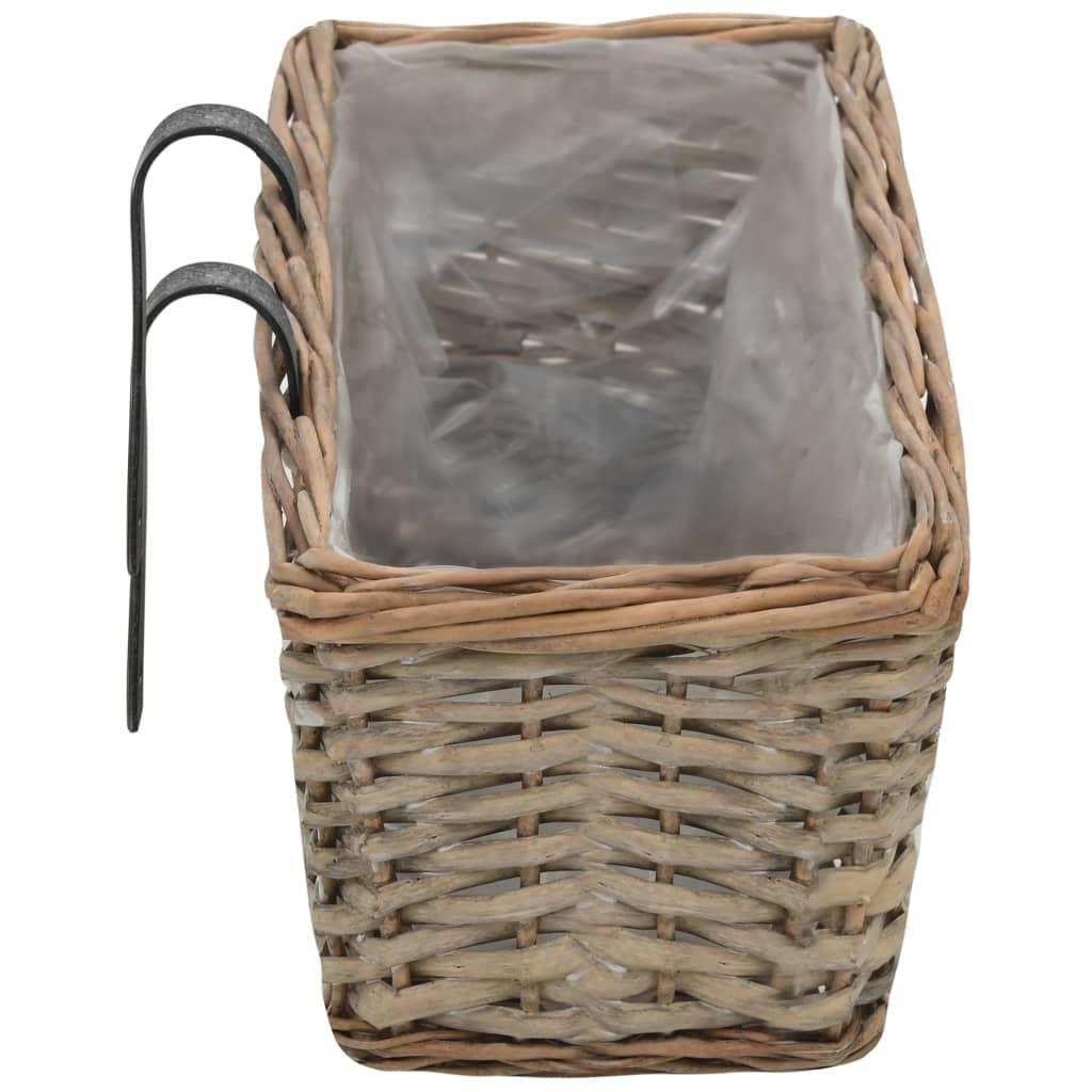 Balcony Planter 2 pcs Wicker with PE Lining 60 cm