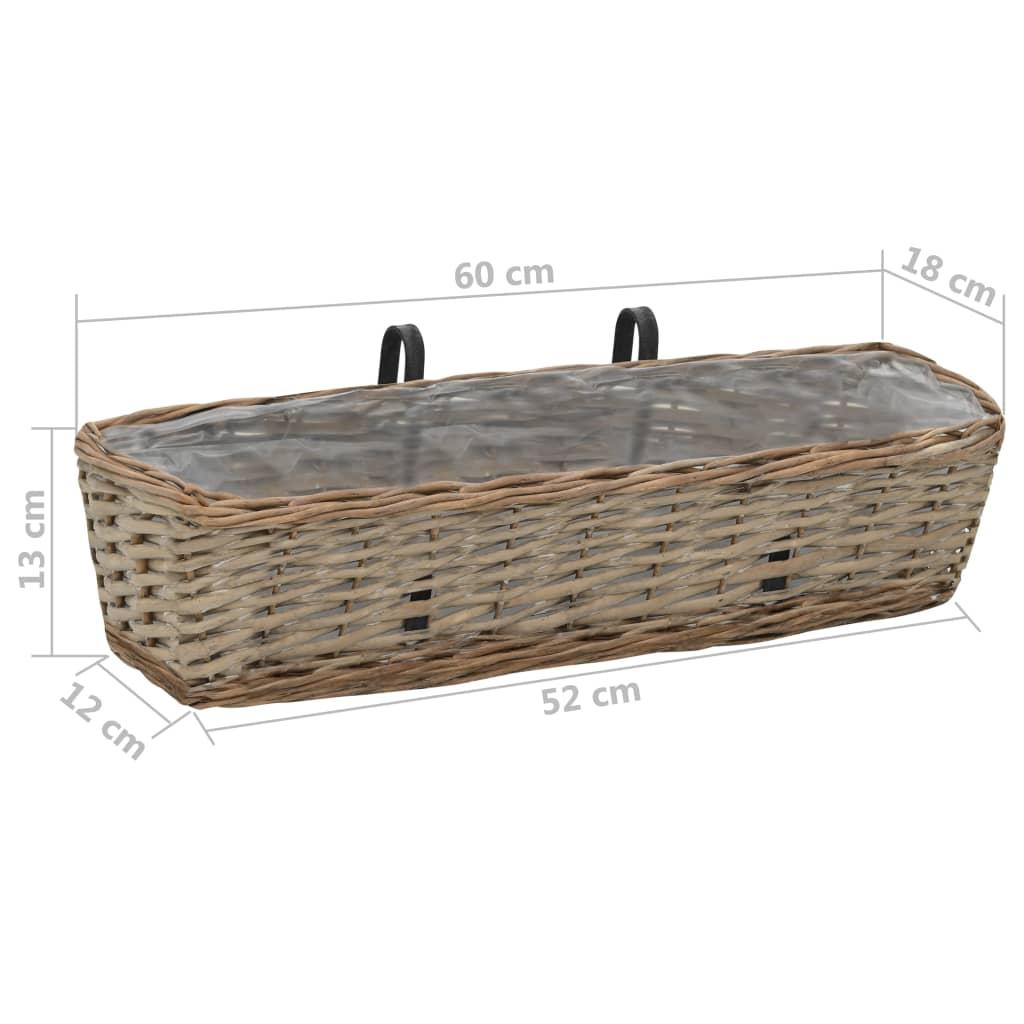 Balcony Planter 2 pcs Wicker with PE Lining 60 cm