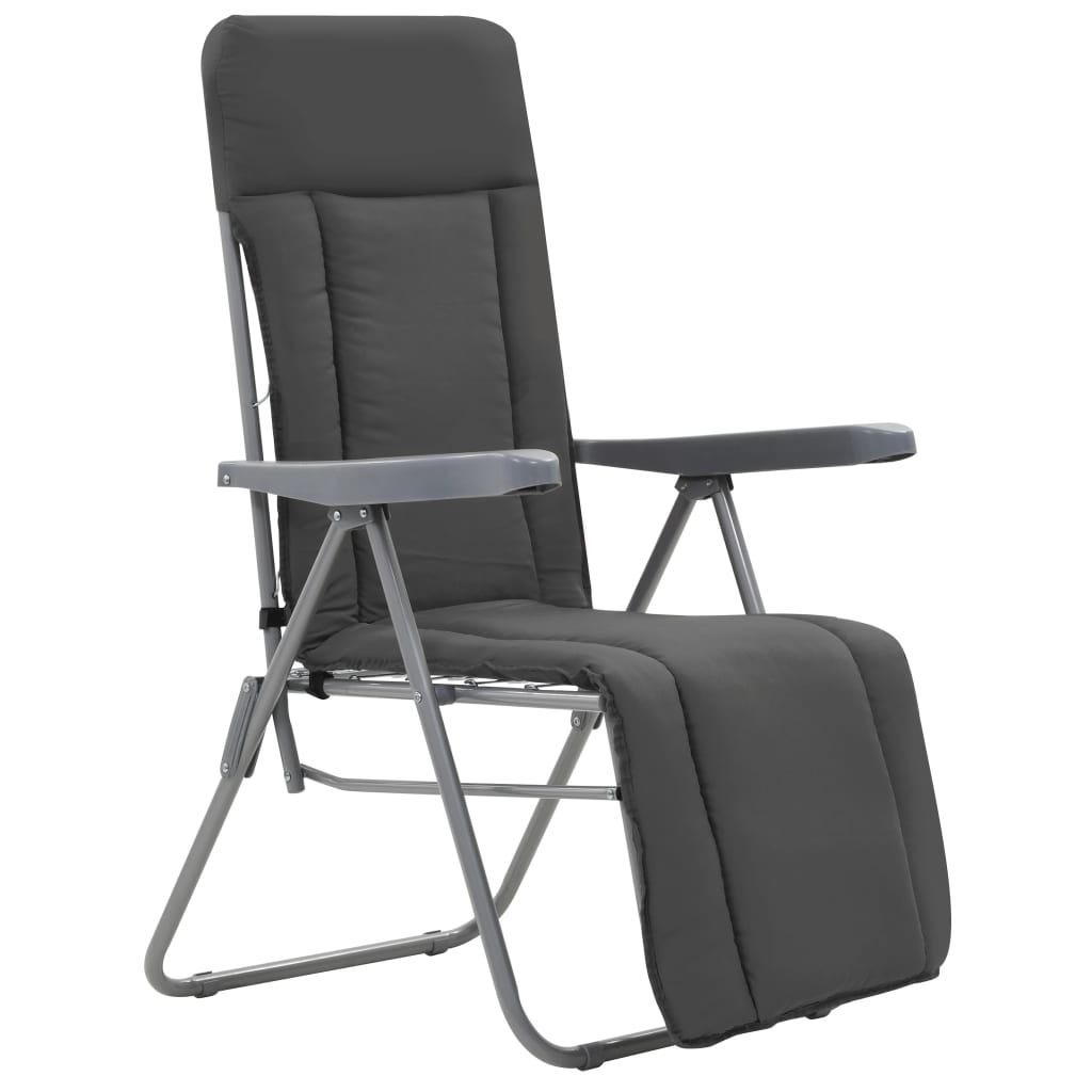 Folding Garden Chairs with Cushions 2 pcs Grey