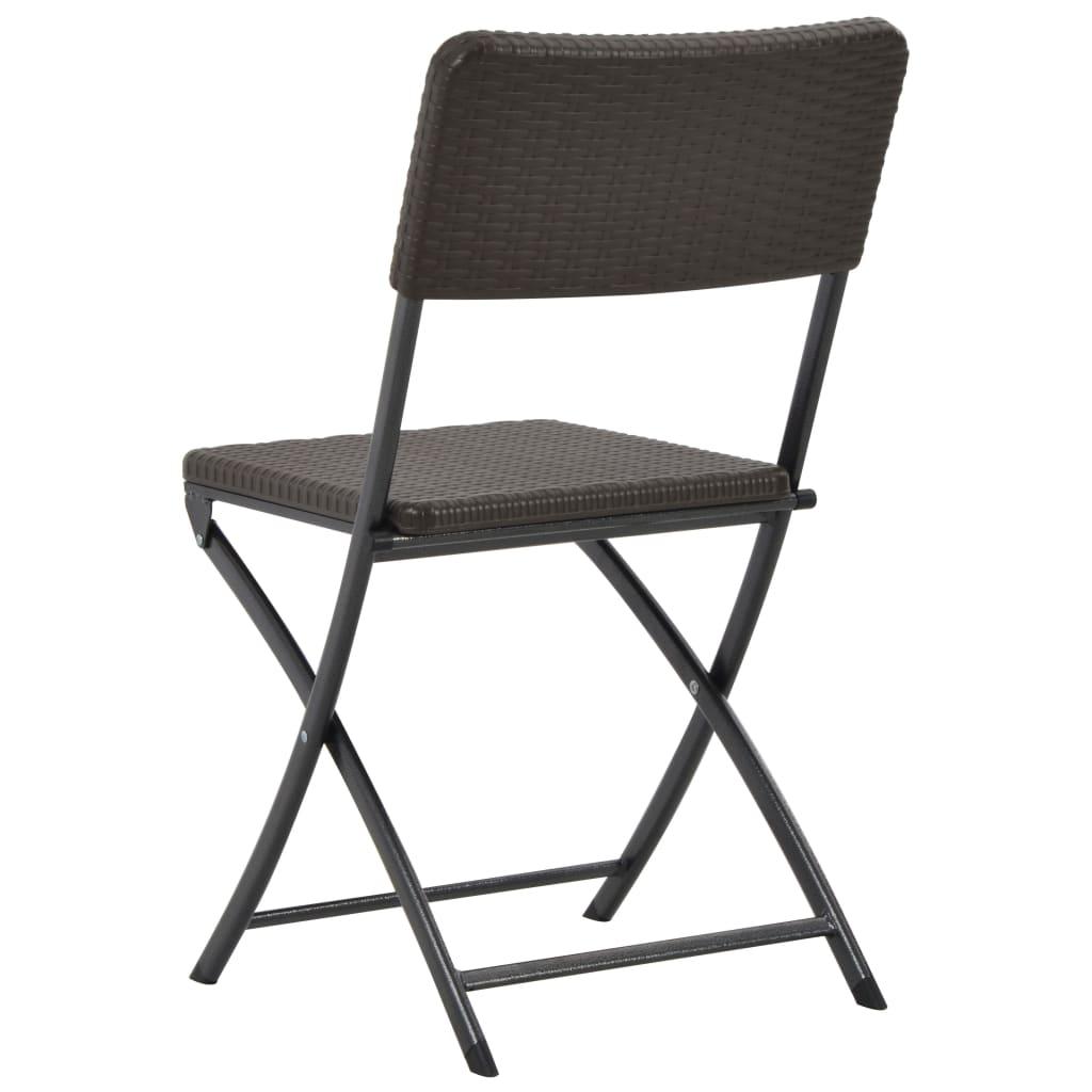 Folding Garden Chairs 2 pcs HDPE and Steel Brown