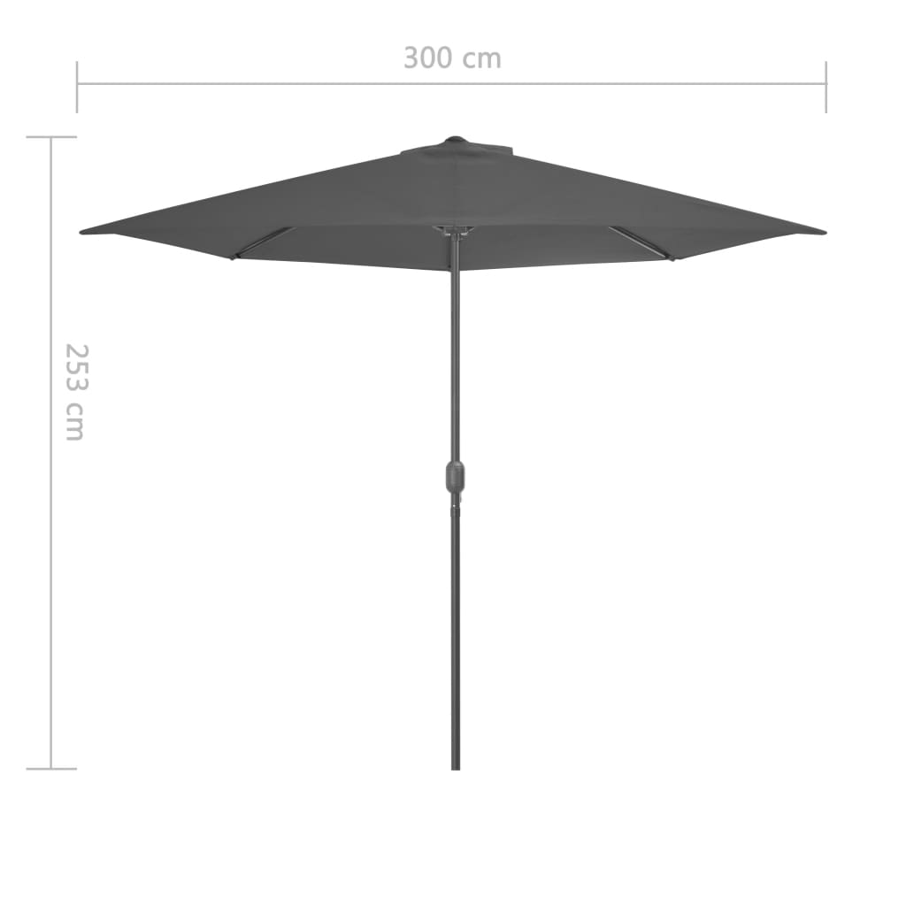 Garden Parasol with Aluminium Pole Anthracite 300x155 cm Half