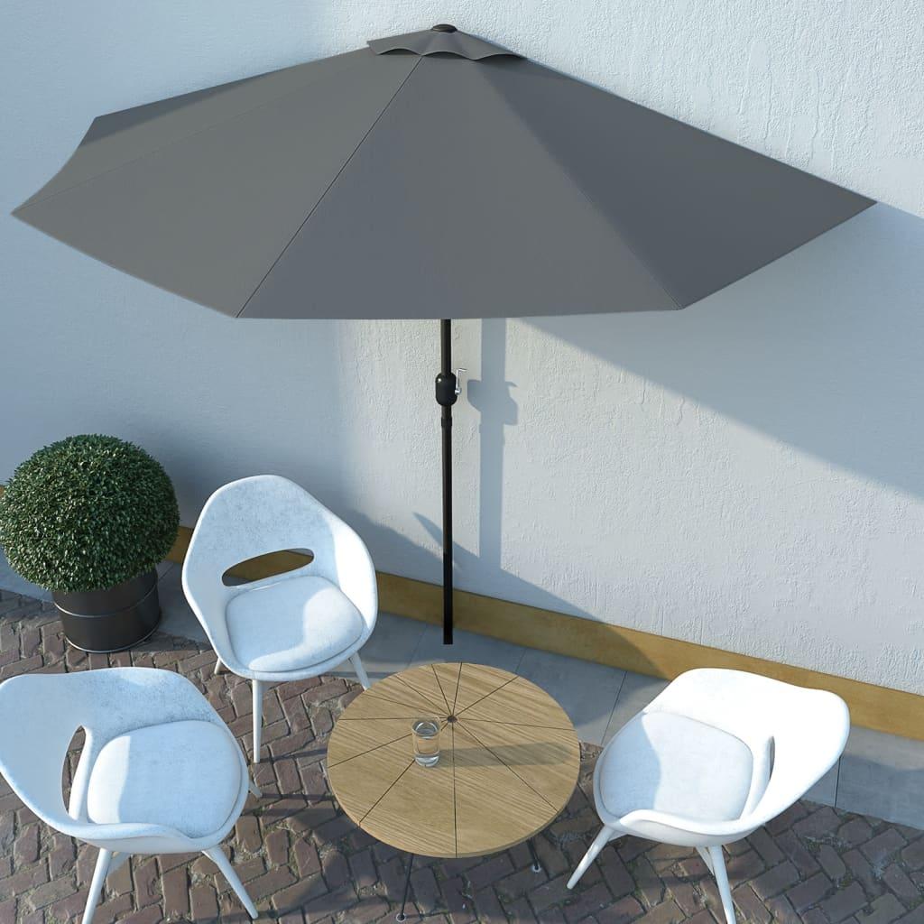 Garden Parasol with Aluminium Pole Anthracite 300x155 cm Half