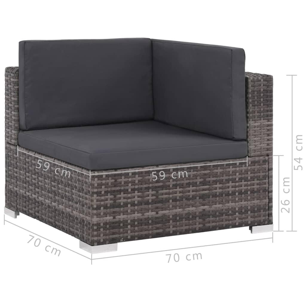 6 Piece Garden Lounge Set with Cushions Poly Rattan Grey