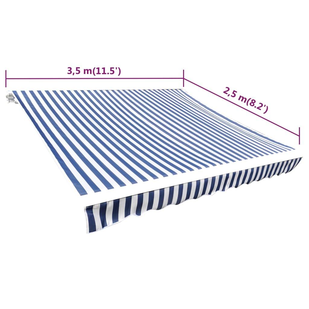 Awning Top Sunshade Canvas Blue & White 350x250 cm