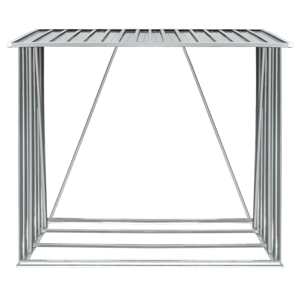 Garden Log Storage Shed Galvanised Steel 163x83x154 cm Grey