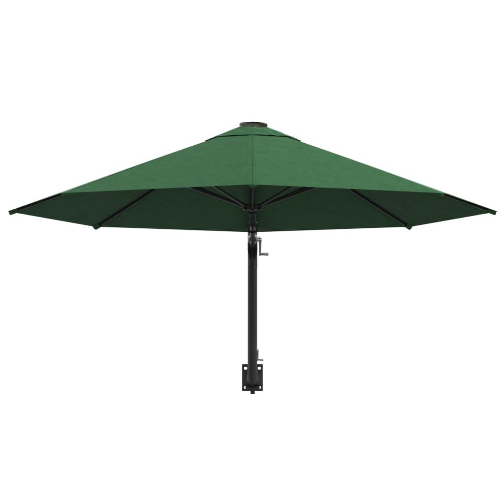 Wall-Mounted Garden Parasol with Metal Pole 300 cm Green