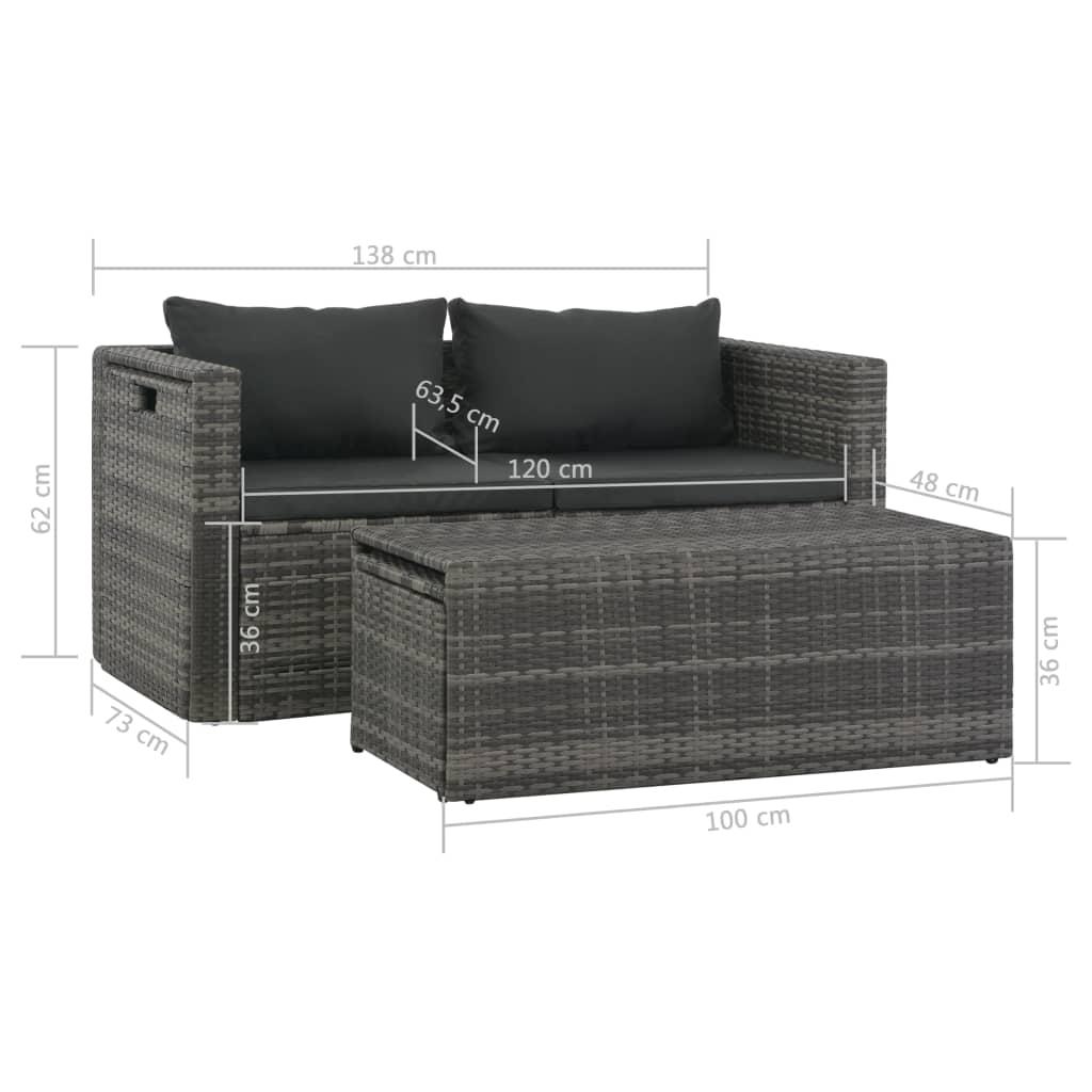 6 Piece Garden Lounge Set with Cushions Poly Rattan Grey