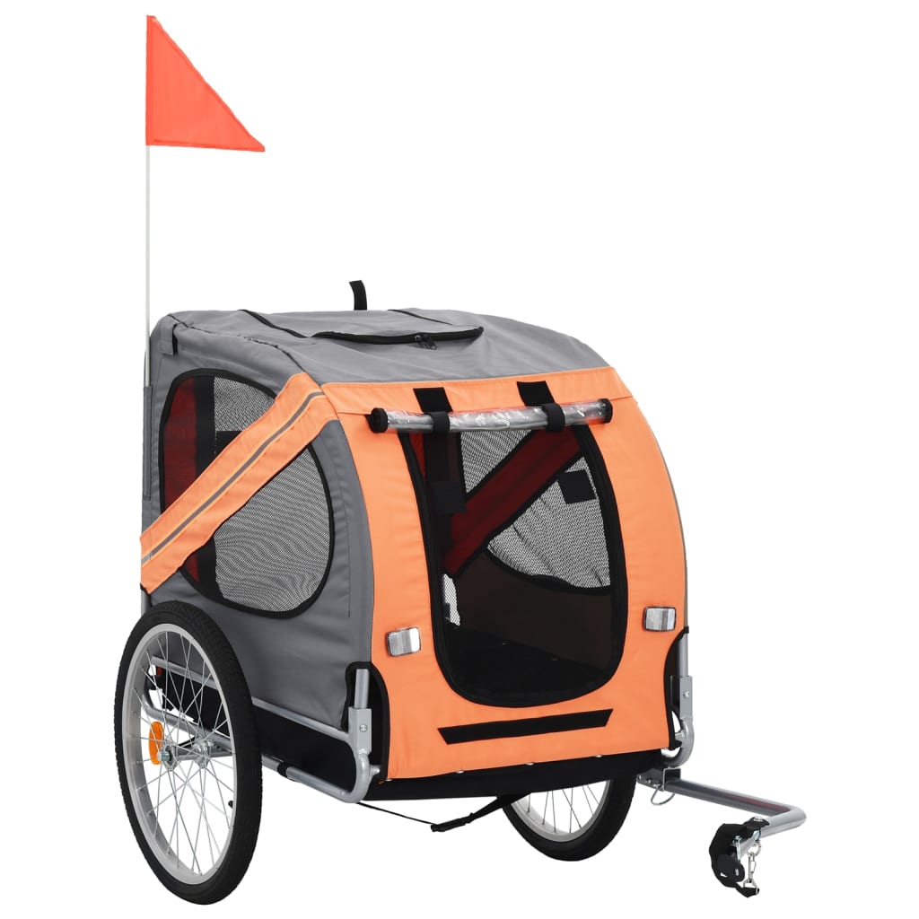 Pet Bike Trailer Orange and Grey