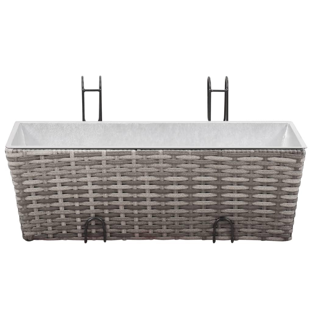 Balcony Raised Beds 2 pcs 50 cm Grey Poly Rattan