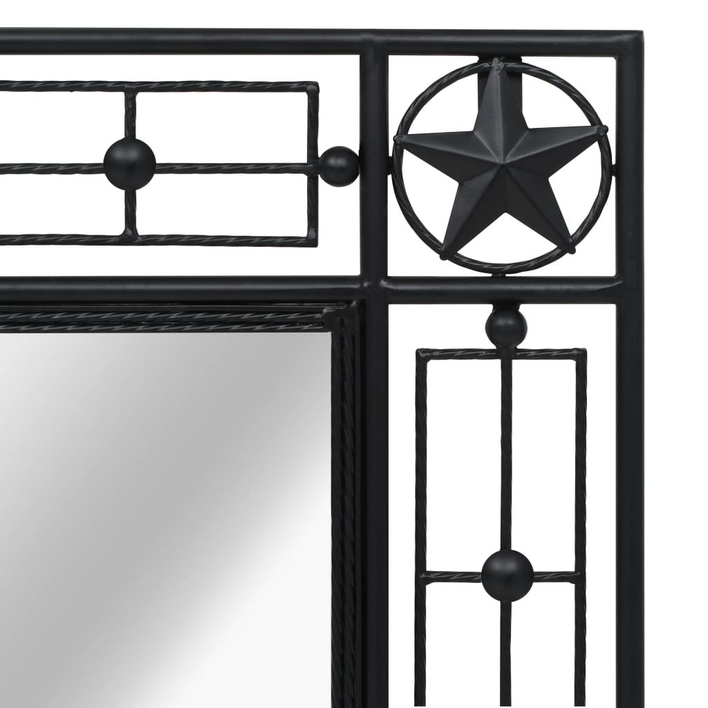 Garden Wall Mirror Rectangular 50x80 cm Black
