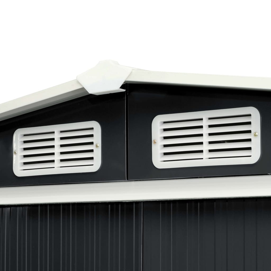 Garden Shed with Sliding Doors Anthracite 386x131x178 cm Steel