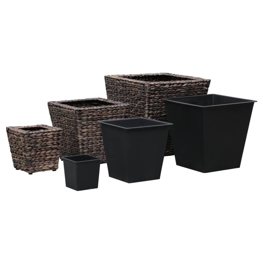Garden Raised Beds 3 pcs Water Hyacinth Brown