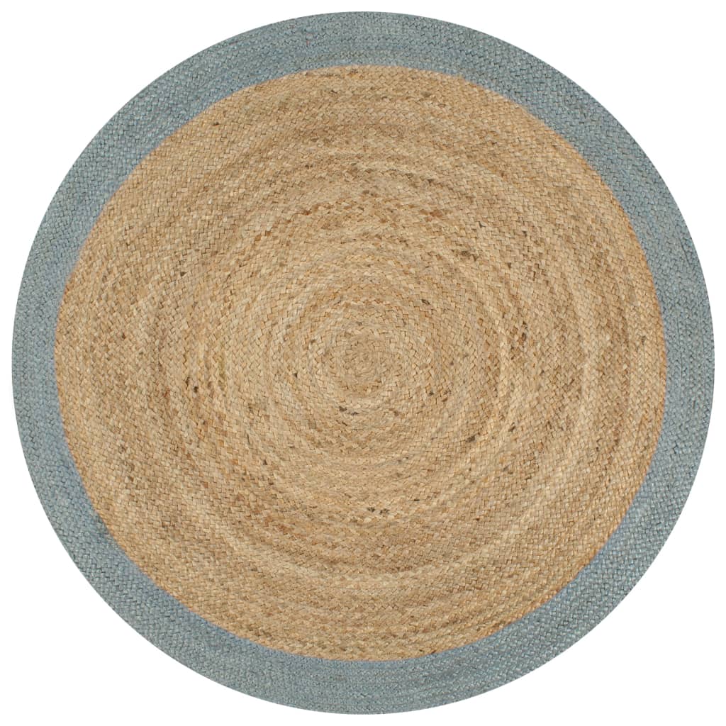 Handmade Rug Jute with Olive Green Border 150 cm