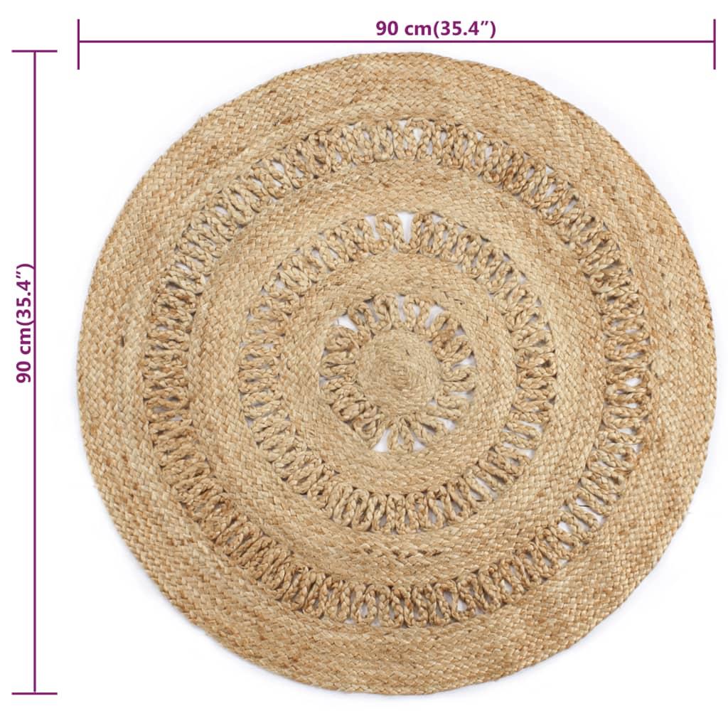 Handmade Rug Braided Jute 90 cm