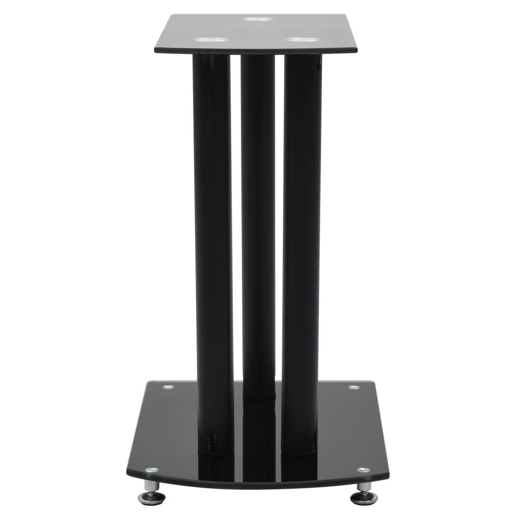 Aluminum Speaker Stands 2 pcs Black Safety Glass