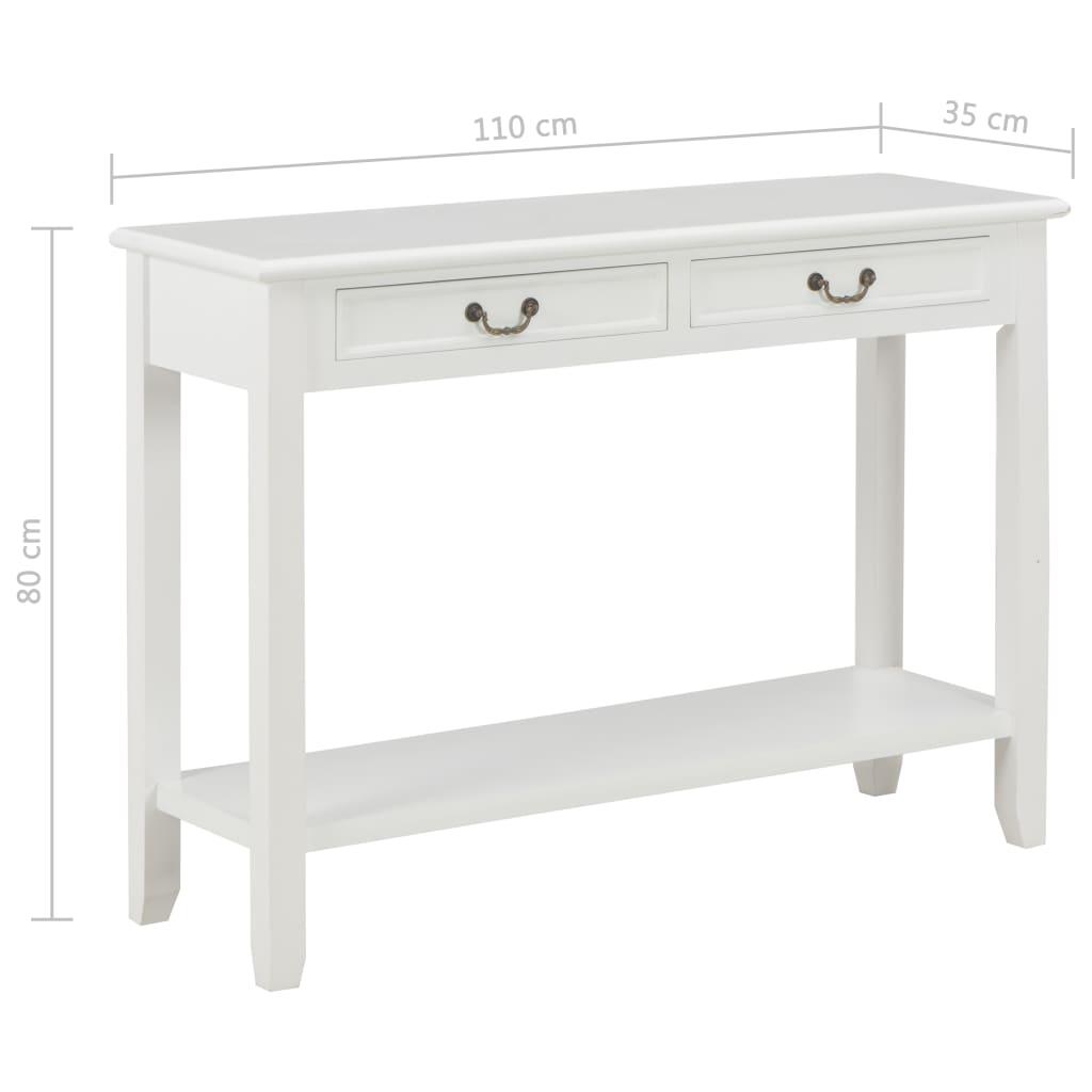 Console Table White 110x35x80 cm Wood