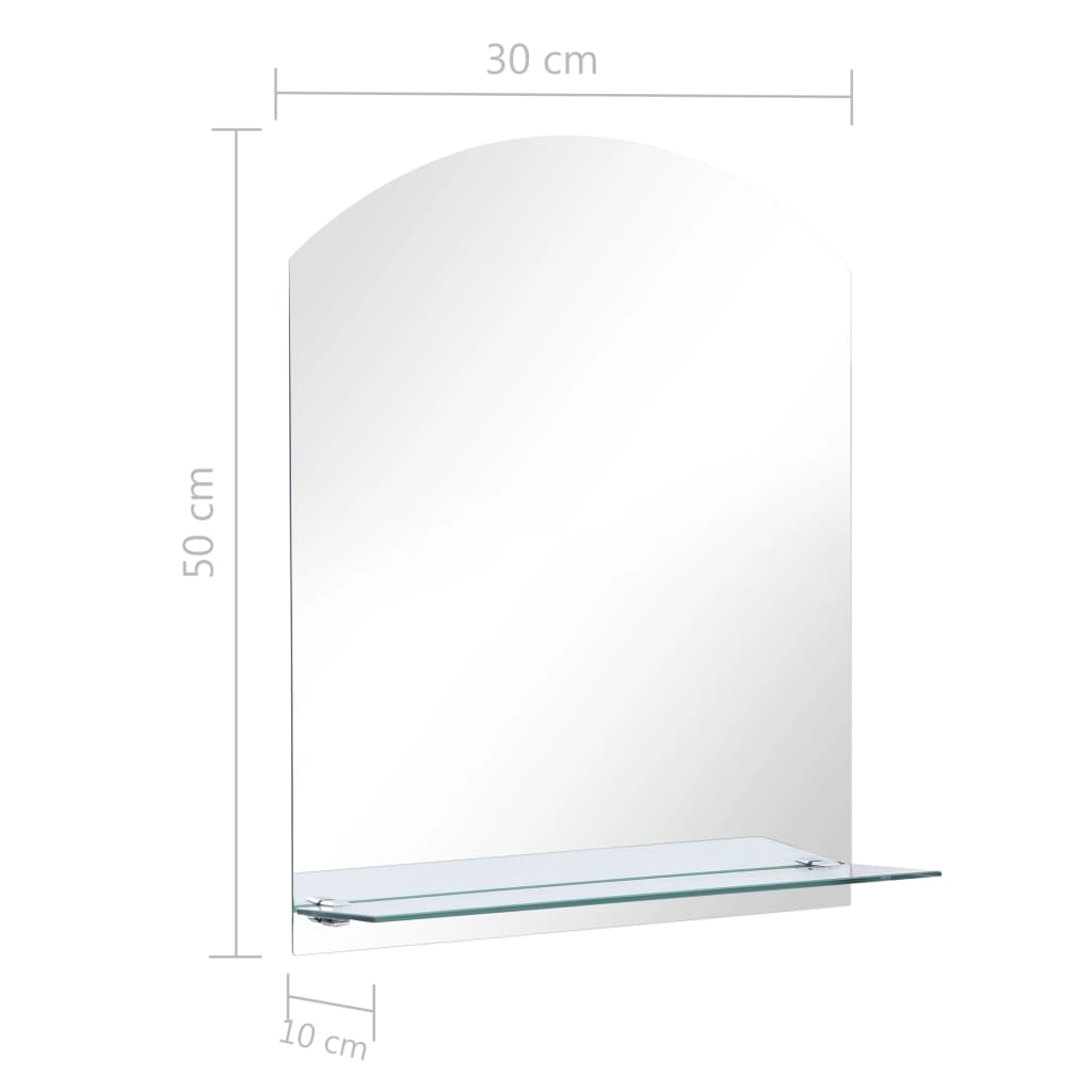 Wall Mirror with Shelf 30x50 cm Tempered Glass