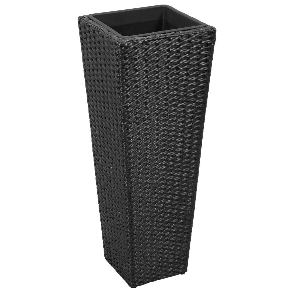 3 Rattan Flower Raised Beds Black